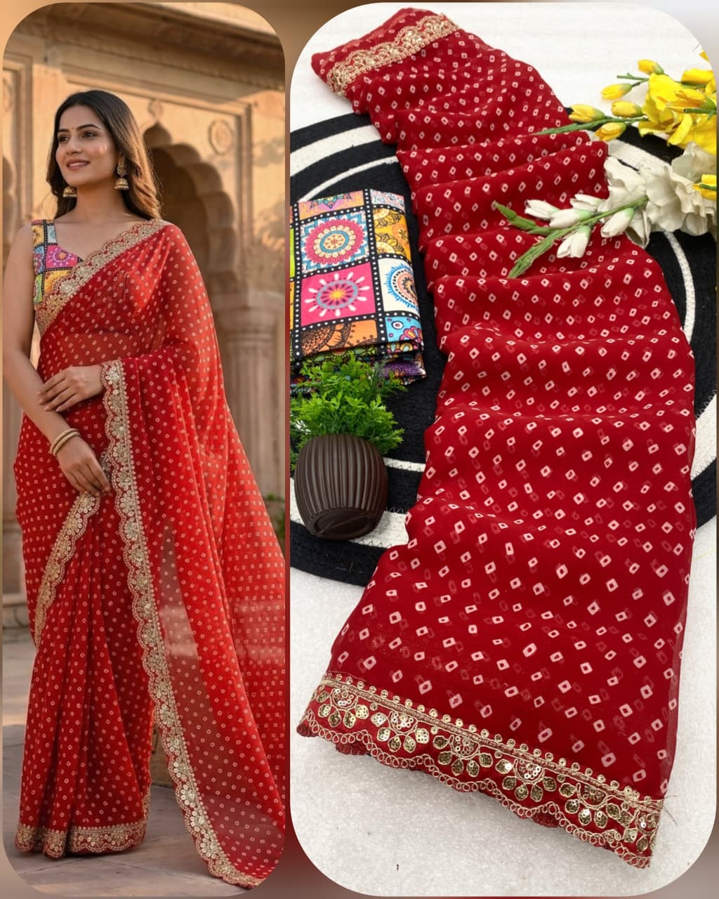 Lekha VLC Somya Soft Georgette Silk Embroidery With Sequins Work Lace Saree