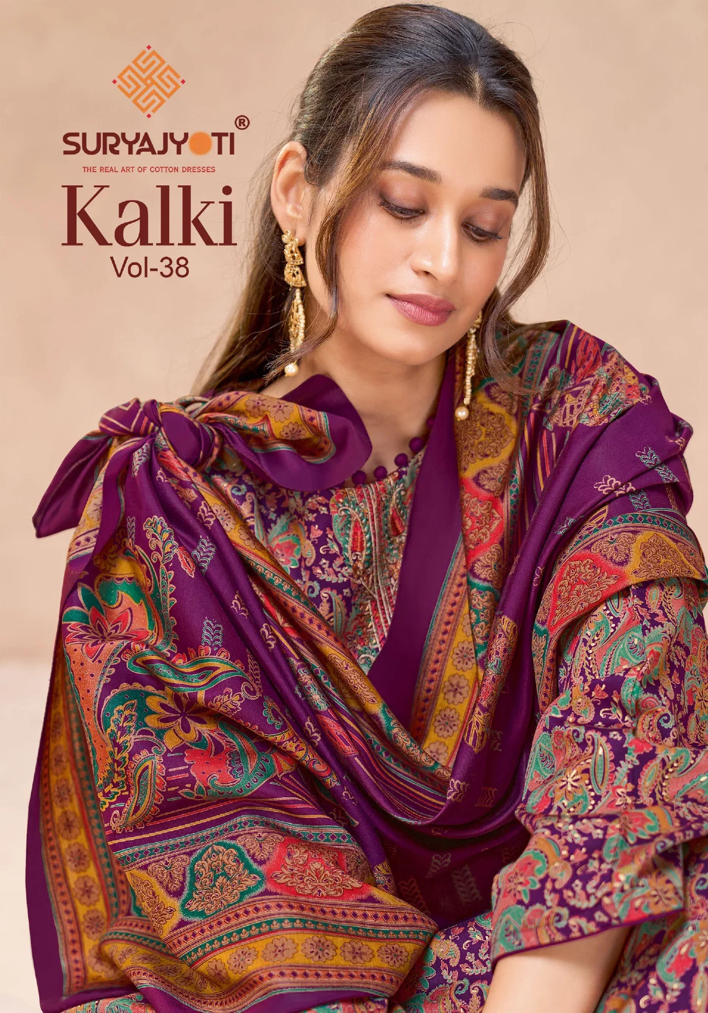 Suryajyoti Kalki Vol 38 Jam Satin Printed Dress Material