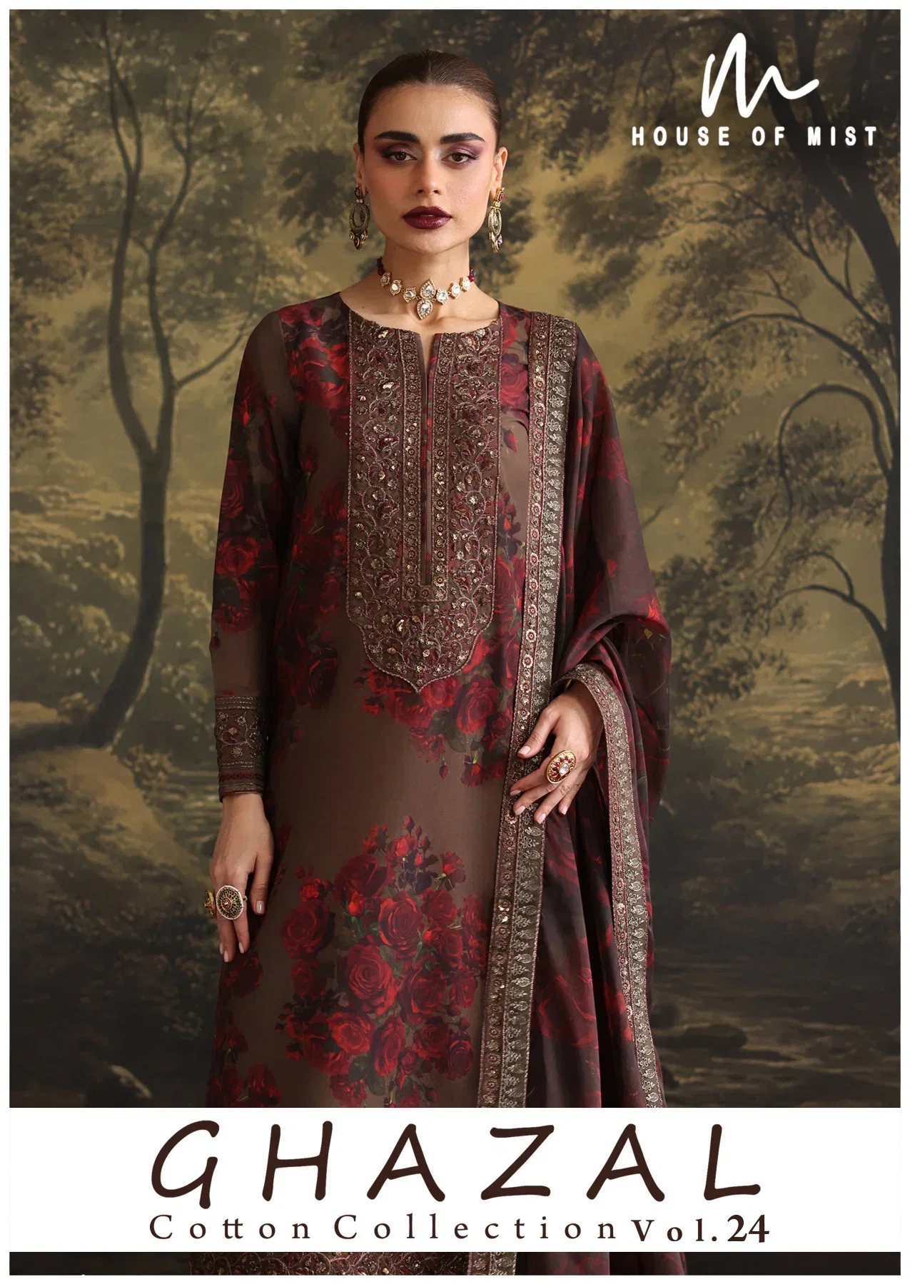 House Of Mist Ghazal Vol 24 Cotton Printed Karachi Dress Material