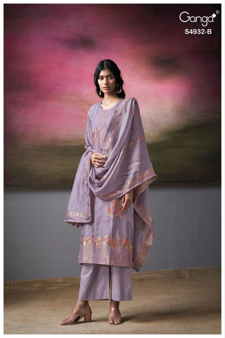 Ganga Toshika 4932 Viscose Silk Jacquard Embroidered Salwar Kameez