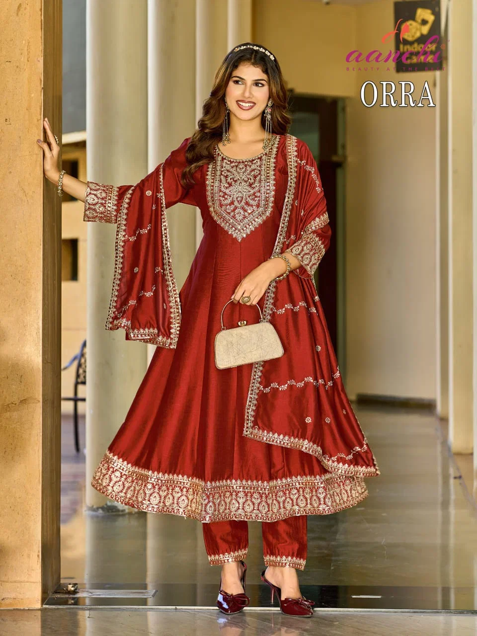 Aanchi Orra Vol 3 Vichitra Silk Embroidered Kurti With Bottom Dupatta
