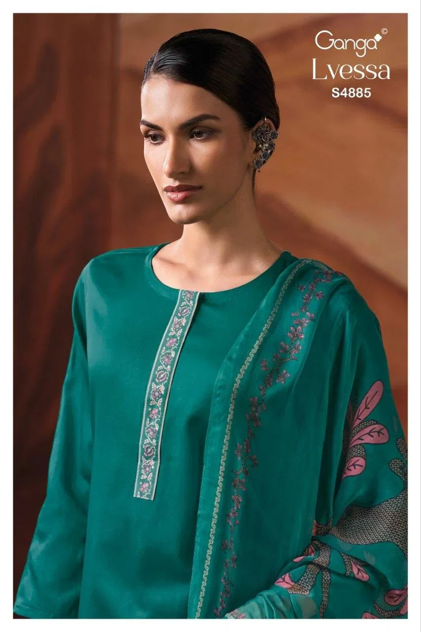 Ganga Lvessa 4885 Cotton Satin Printed Neck Salwar Kameez