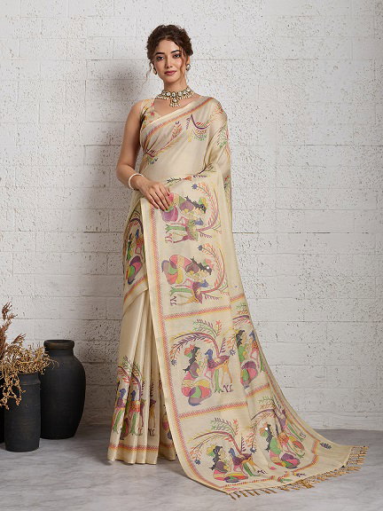 Maahi 226 Party Wear Jari Weaving and Embroidery Worked Linen Saree with Un Stitched Blouse