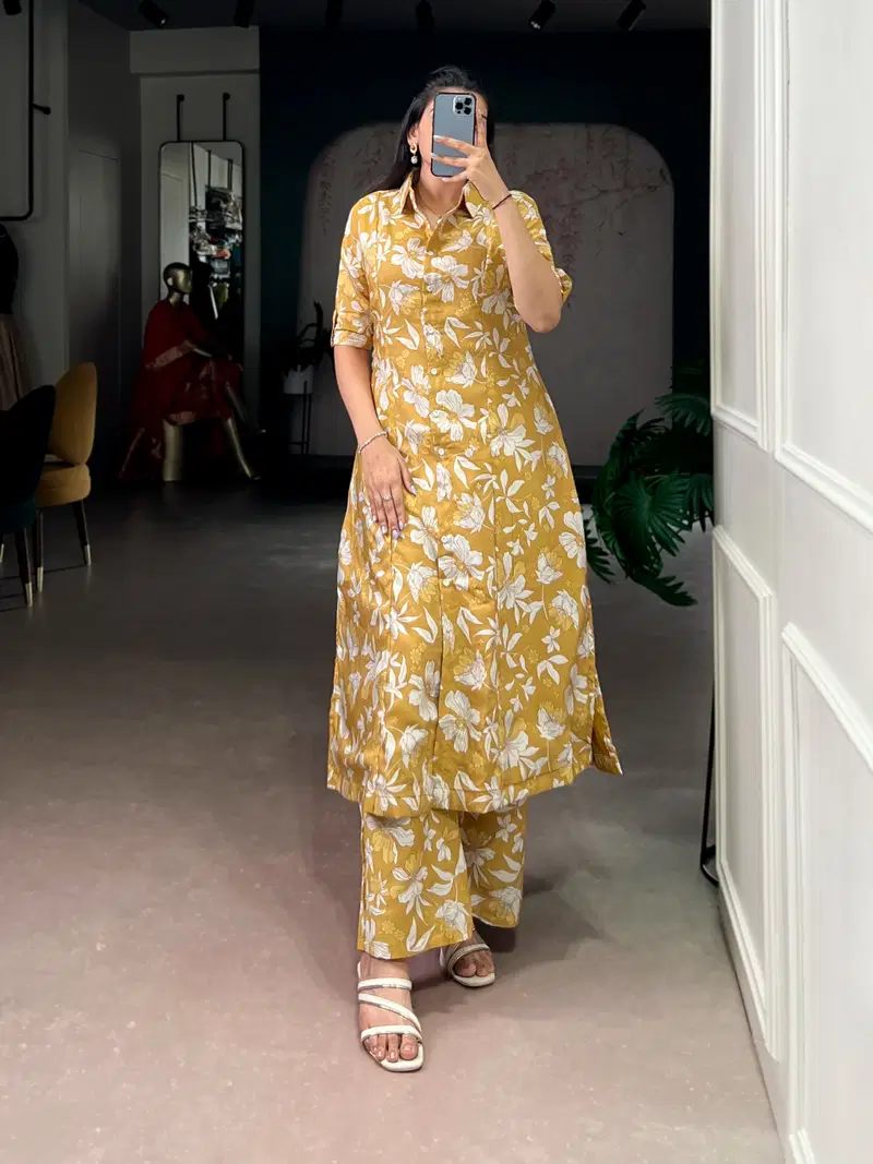 Taraa L 4702 P V Chanderi Floral Printed Kurti With Bottom Collection