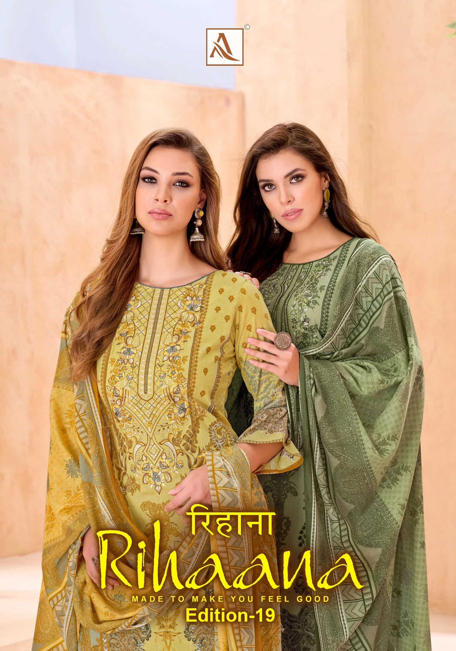 Alok Rihaana Vol 19 Cambric Cotton Embroidered Dress Material