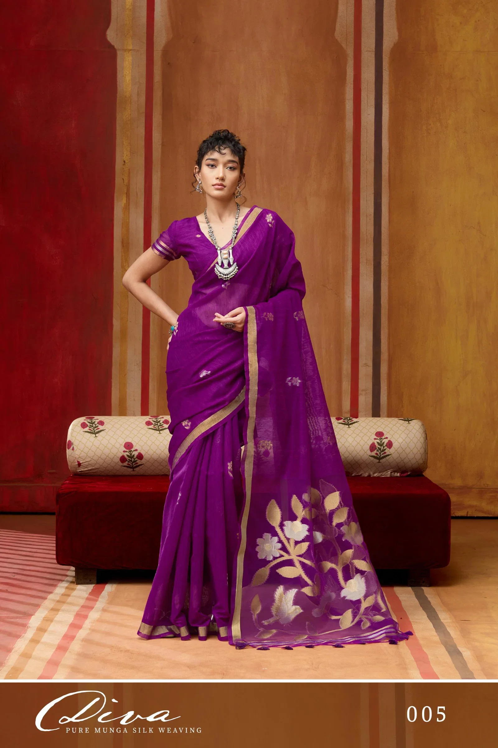 Diva 001 To 006 Munga Silk Handloom Weaving Saree