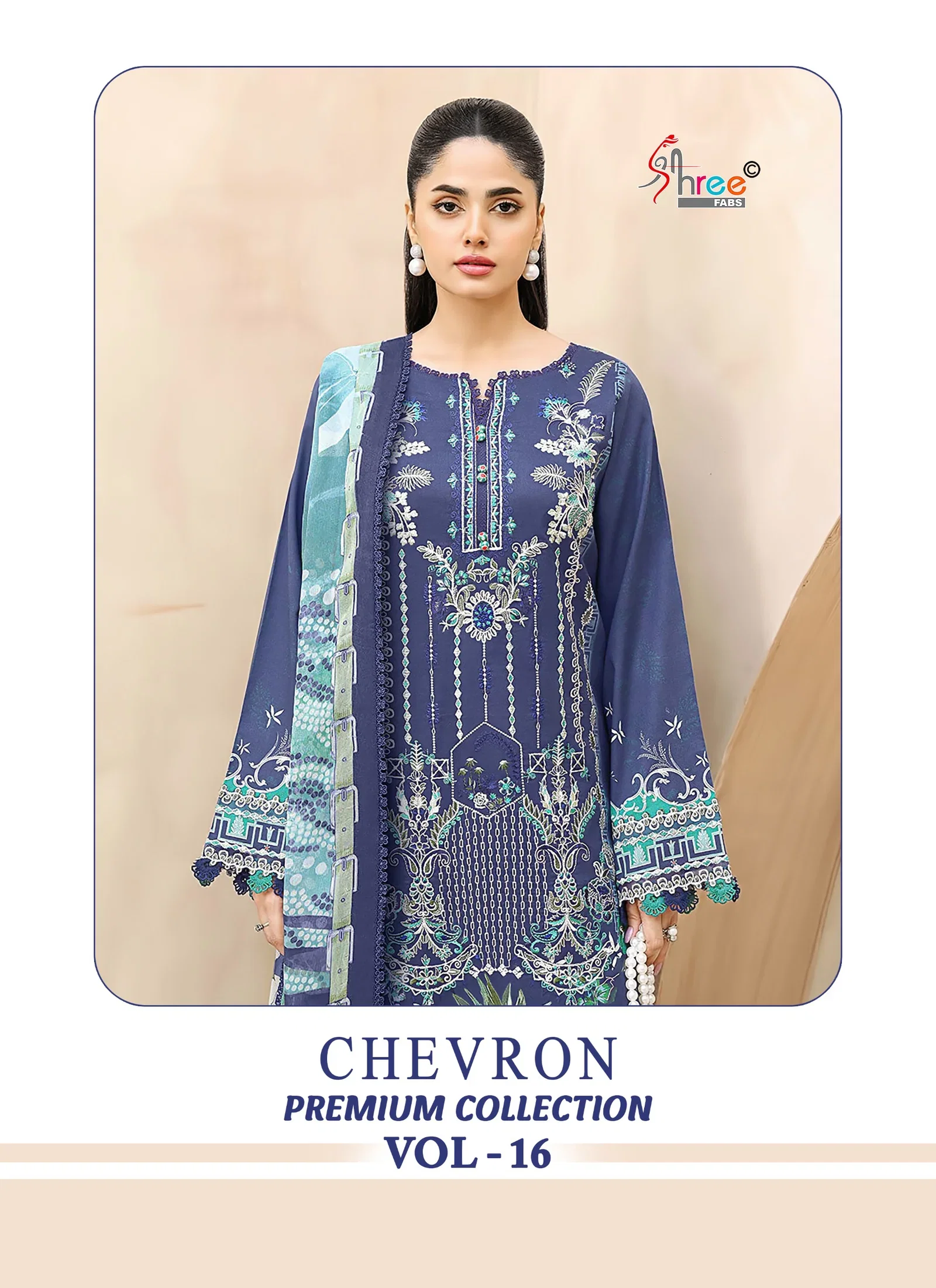Shree Chevron Premium Collection Vol 16 Chiffon Dupatta Pakistani Suit
