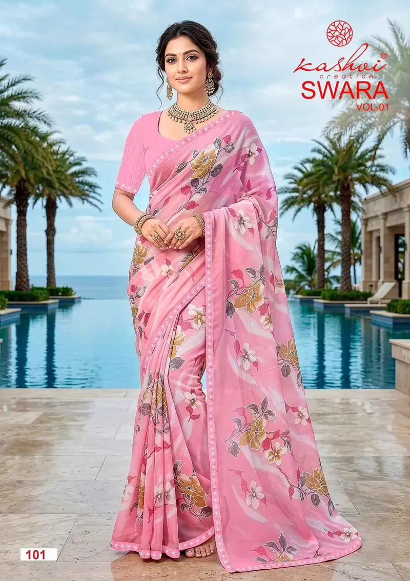 Kashvi Swara Vol 1 Georgette Embroidered Lace Saree