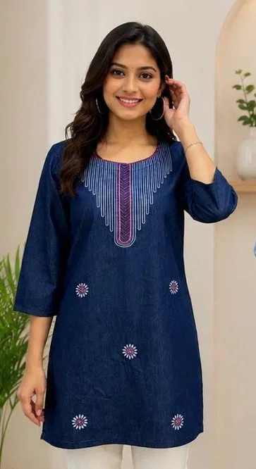 Tlc Vol 05 Denim Embroidered Kurti Collection