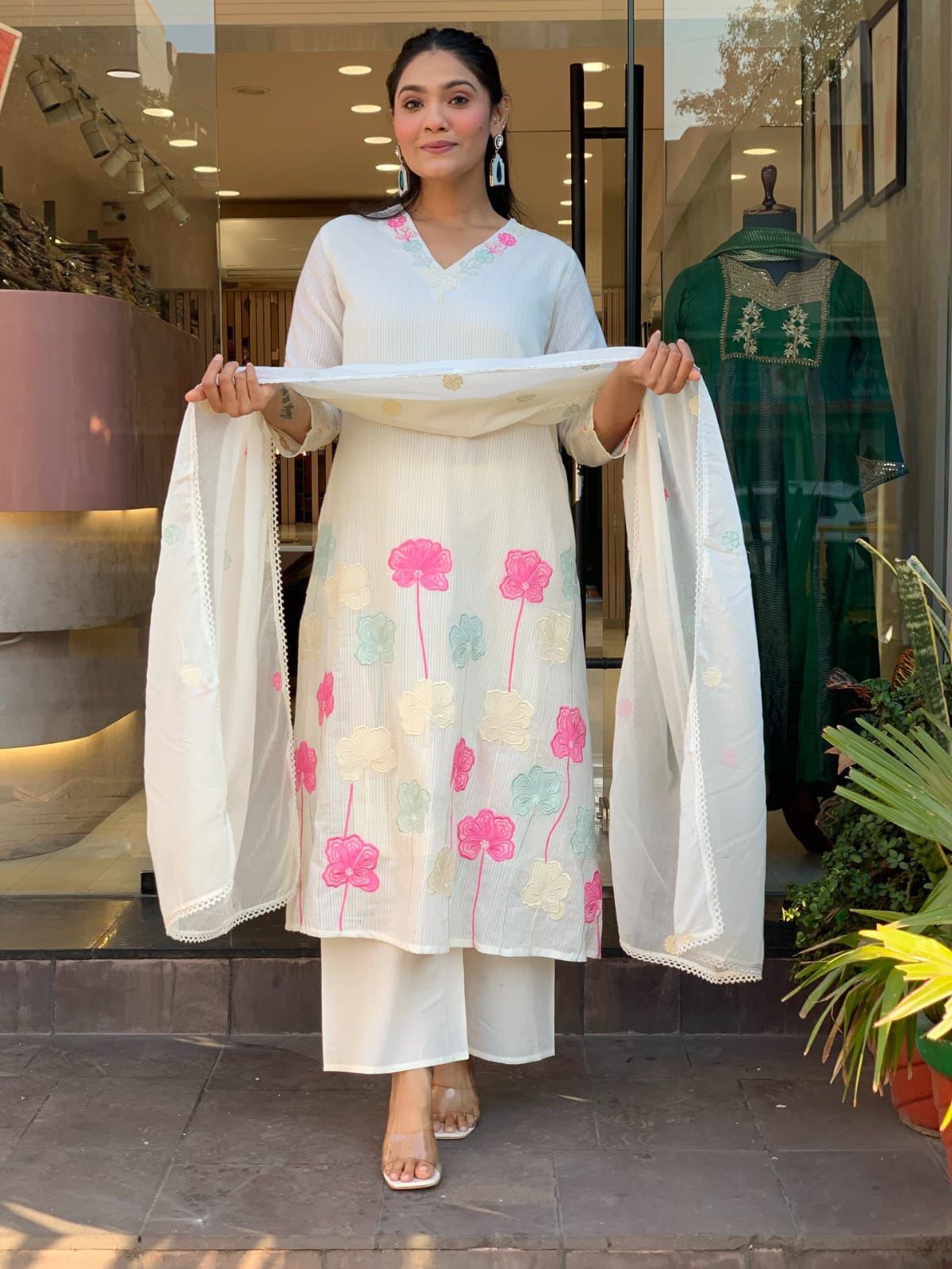 NCO 193 Heavy Rayon Cotton With Embroidery Kurti Bottom With Dupatta