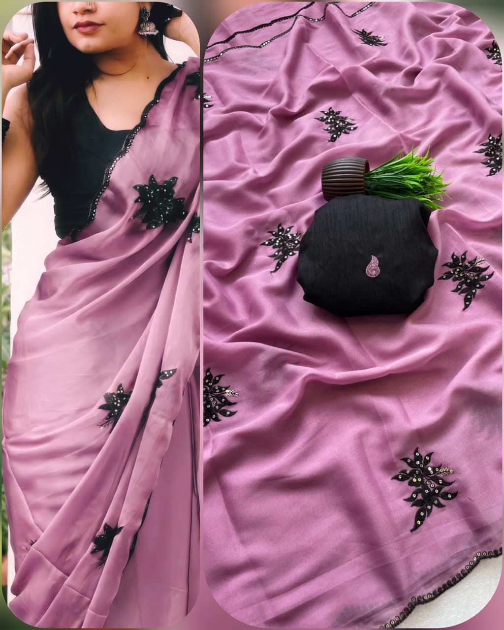 VLC Star Georgette Embroidery With Sequins Work All Over Saree