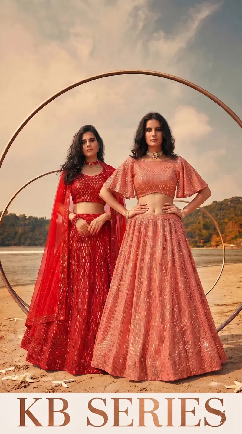 Kb Series 8101 Butterfly Net Sequence Worked Lehenga Choli Collection