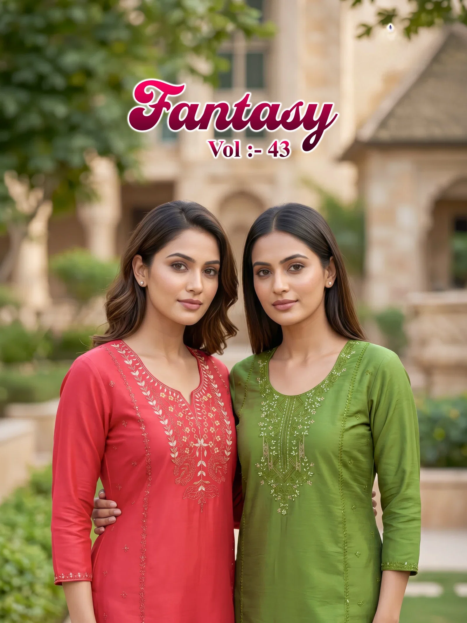 Fantasy Vol 43 Roman Silk Embroidered Kurti With Bottom Dupatta