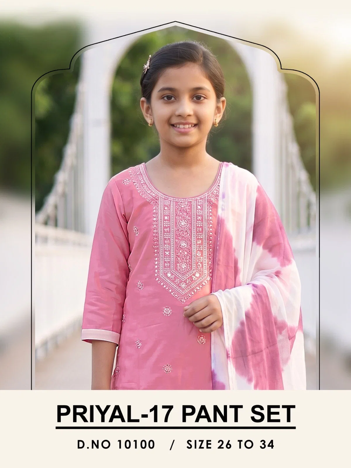 Priyal 10069 And 100 Roman Silk Embroidered Kids Kurti Set