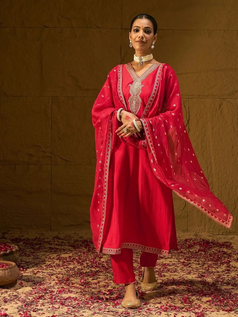 Navya Kurti 268 Party Wear Embroidery Worked Silk Blend Kurti with Bottom and Dupatta
