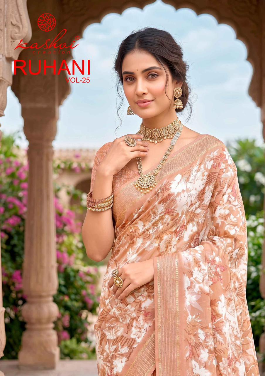Kashvi Ruhani Vol 25 Dull Moss Zari Patta Saree Collection