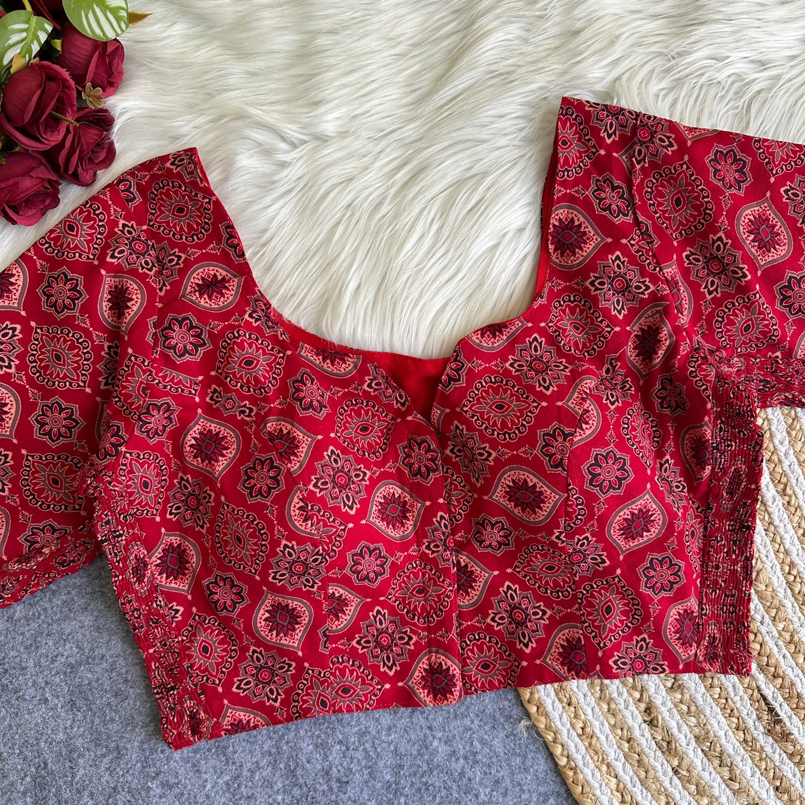 Lekha CF Flexible Pure Ajrakh Cotton Readymade Blouse