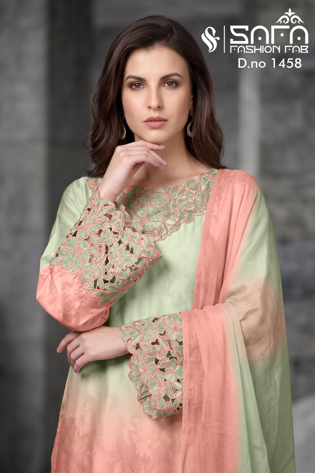 Luxury Pret 1458  Heavy Soft fabric  Wear with Farsi salwar Collection 