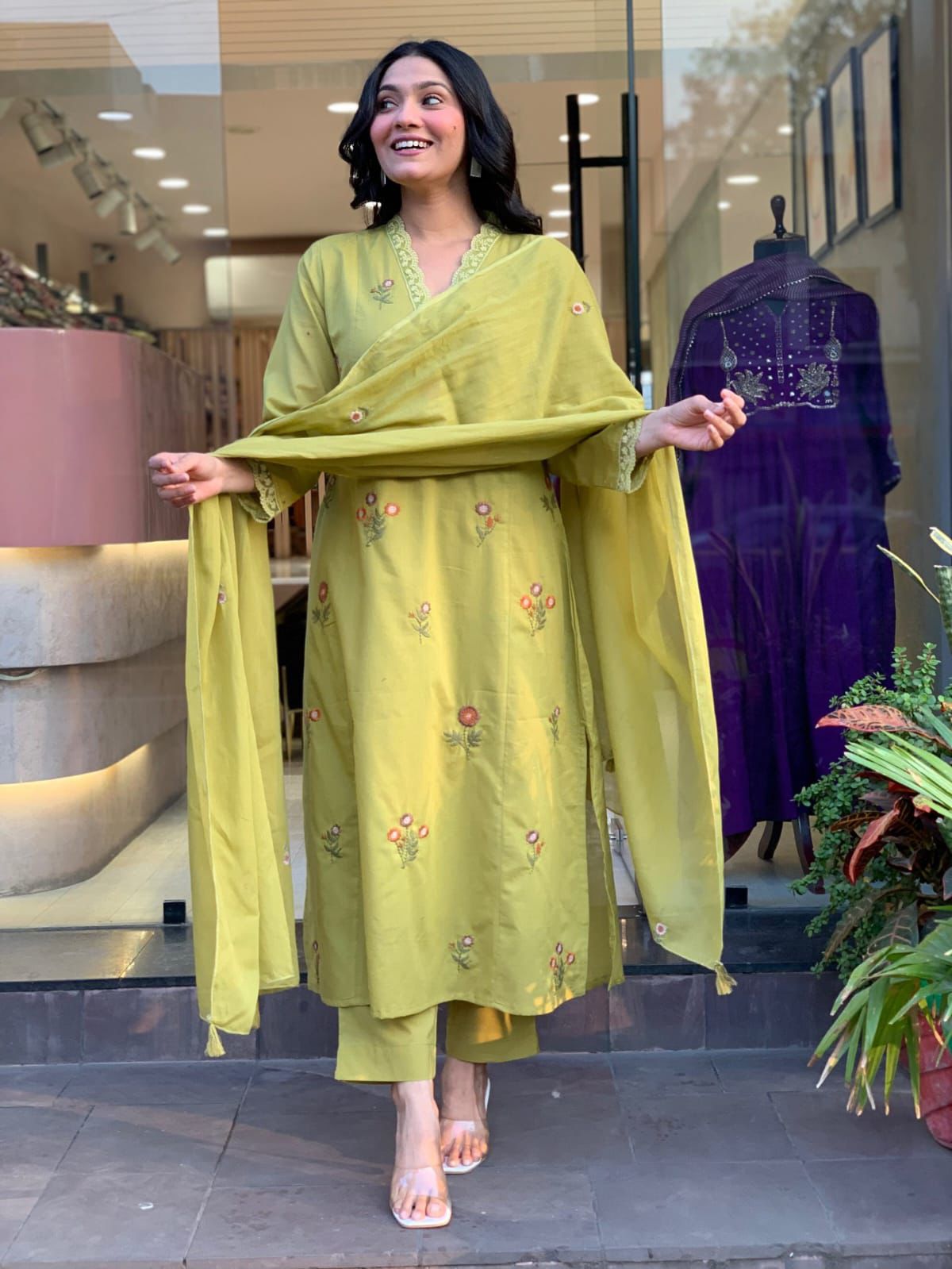 NCO 199 Heavy Roman Silk Embroidery Kurti Bottom With Dupatta