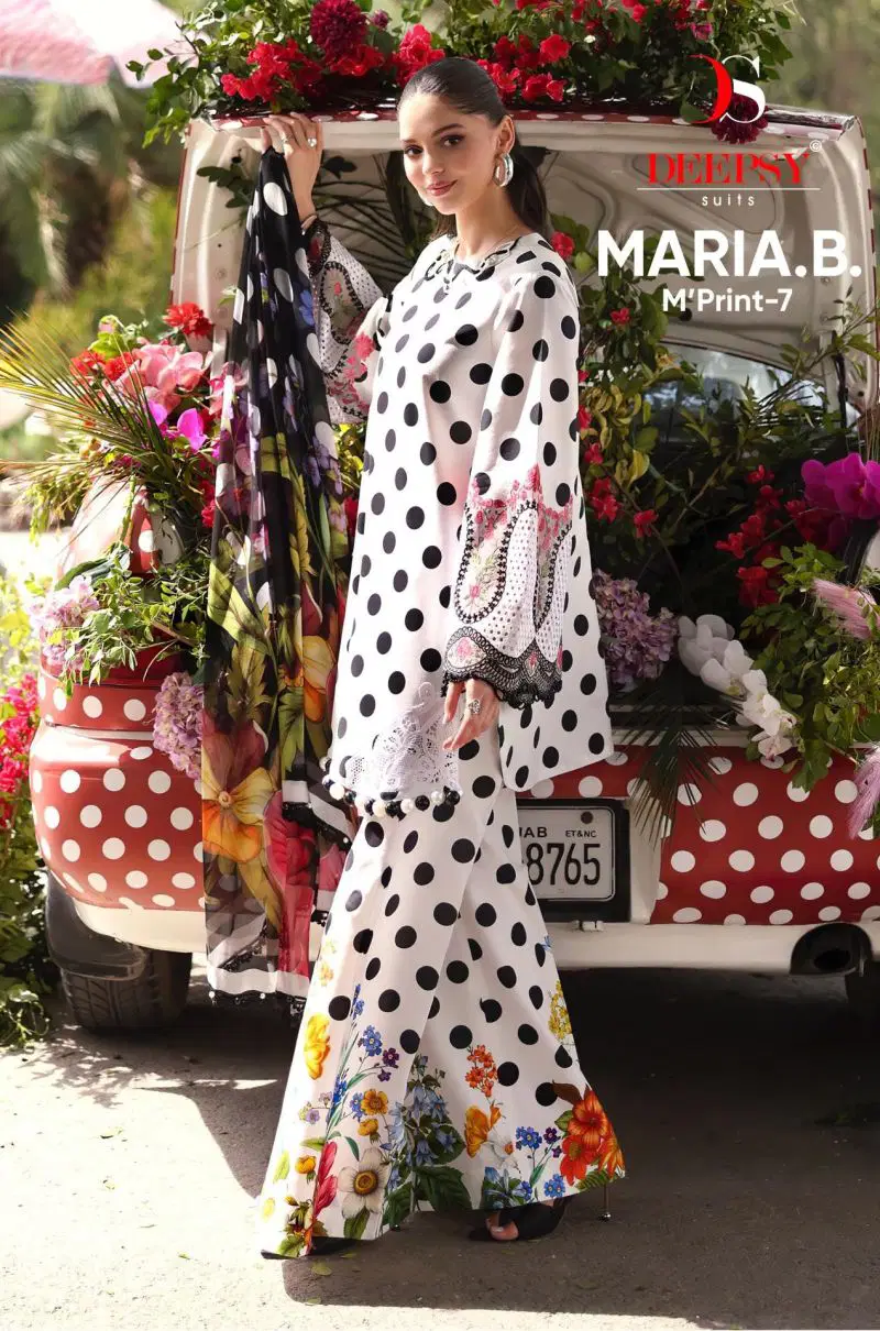 Deepsy Maria B M Print Vol 7 Cotton Dupatta Cotton Embroidered Salwar Kameez