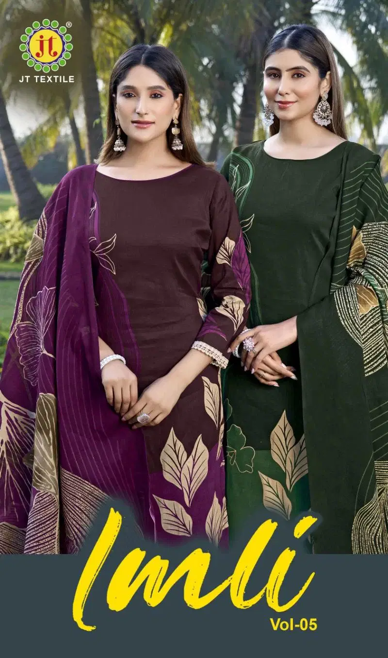 Jt Imli Vol 5 Readymade Rayon Foil Printed Kurti Pant With Dupatta