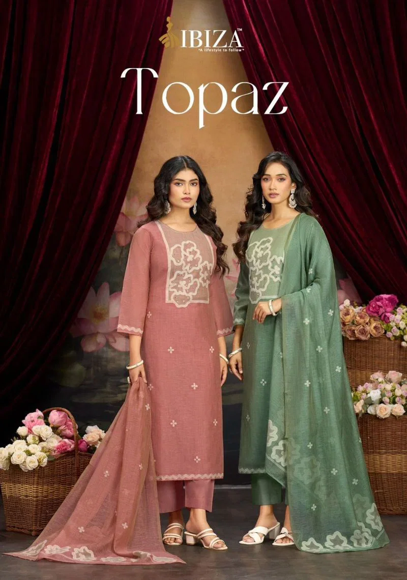 Ibiza Topaz Linen Cotton Handworked Salwar Kameez Collection