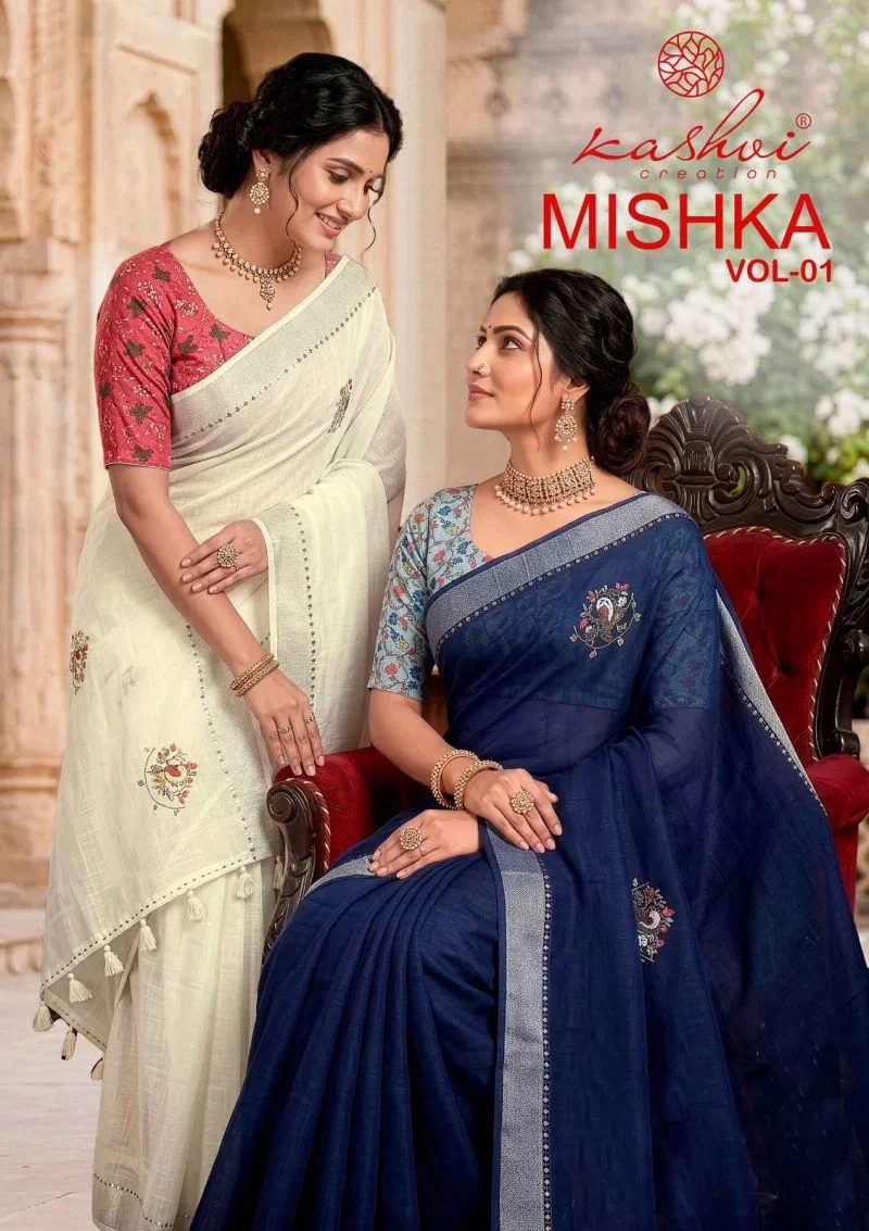 Kashvi Mishka Vol 1 Linen Silk With Diamond Work Saree