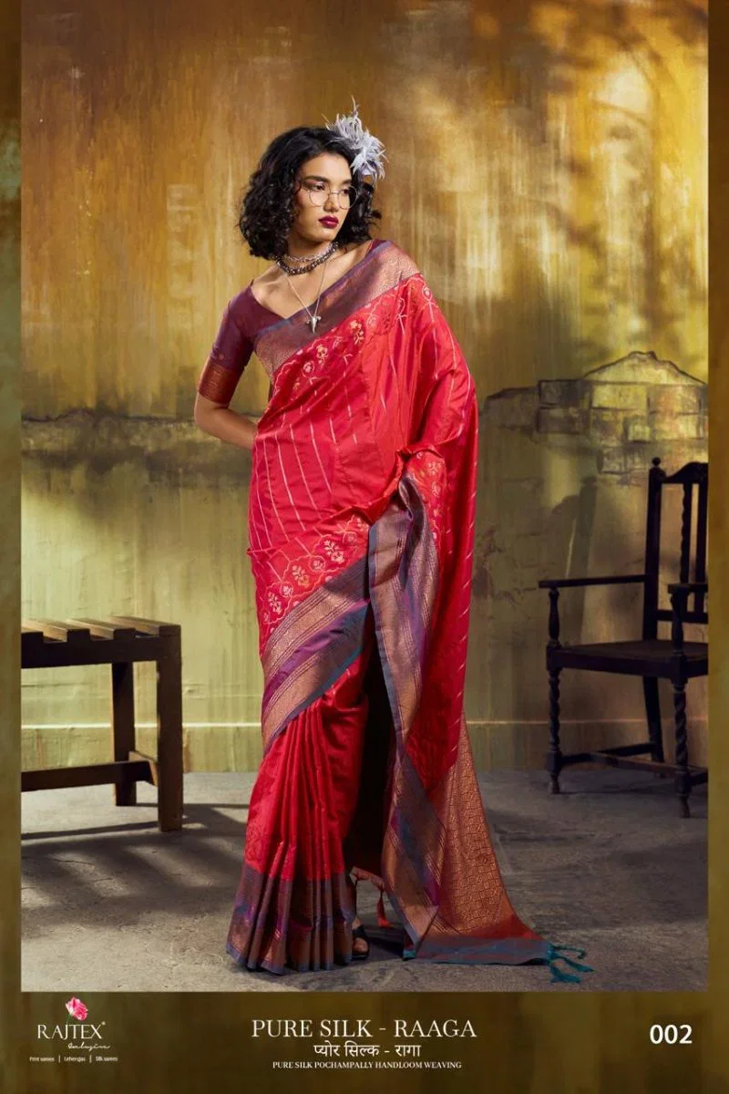 Rajtex Pure Silk Raaga Silk Pochampally Handloom Weaving Saree Collection