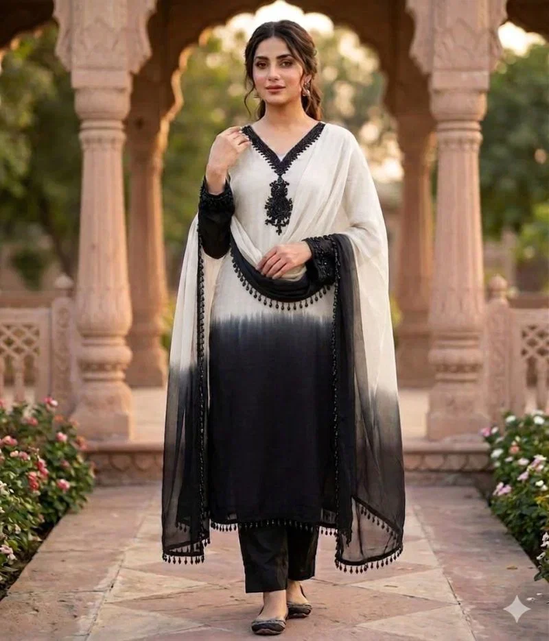 Khas 57 Natural Crepe Embroidered Salwar Kameez