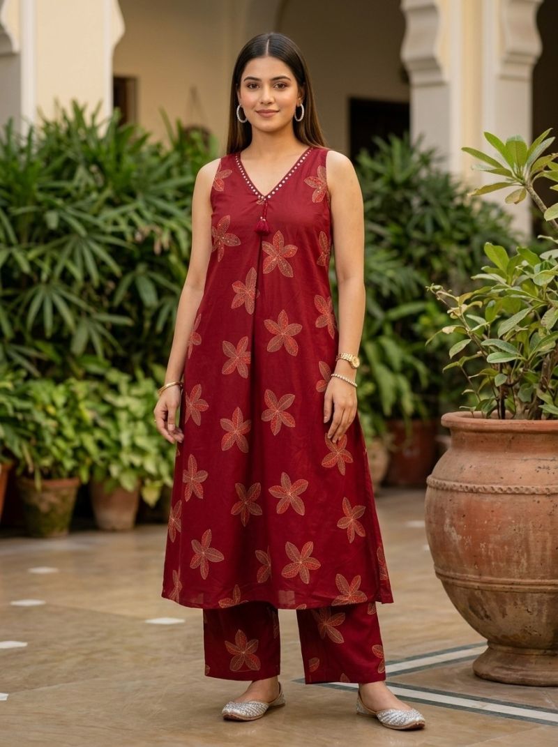 Naisha K 1065 Cotton Printed Kurti With Bottom Collection