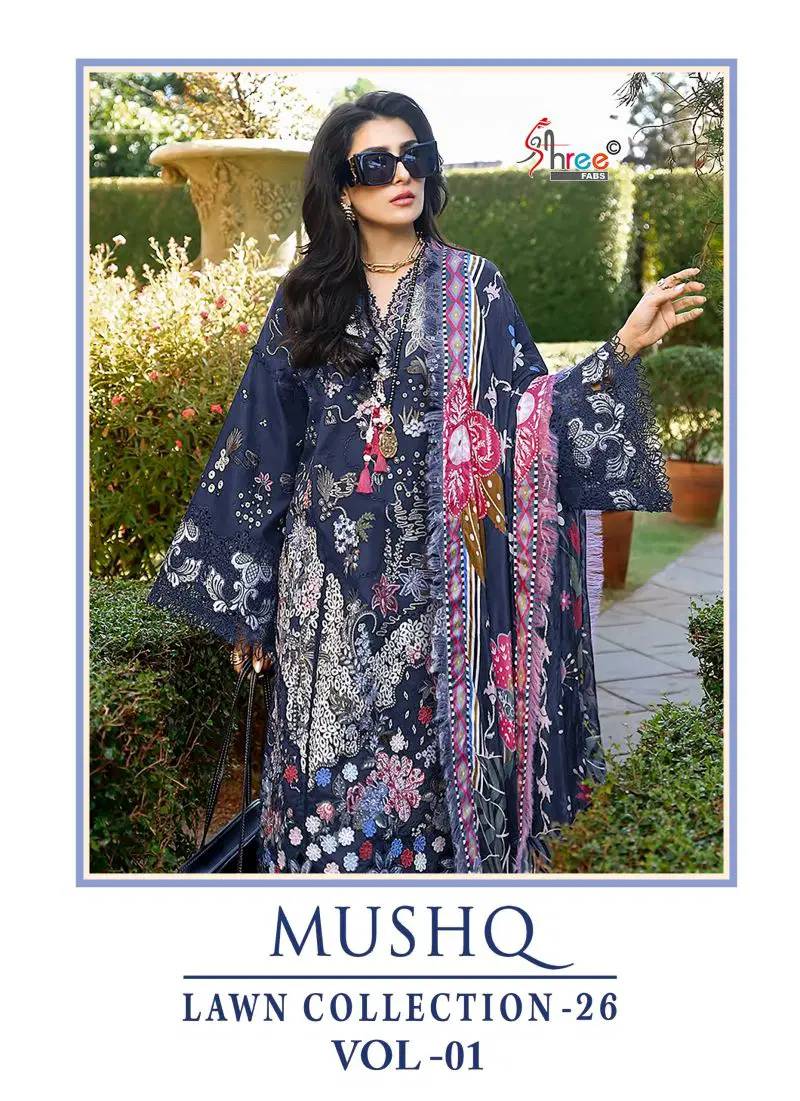 Shree Mushq Lawn Collection 26 Vol 1 Chiffon Dupatta Pakistani Suit